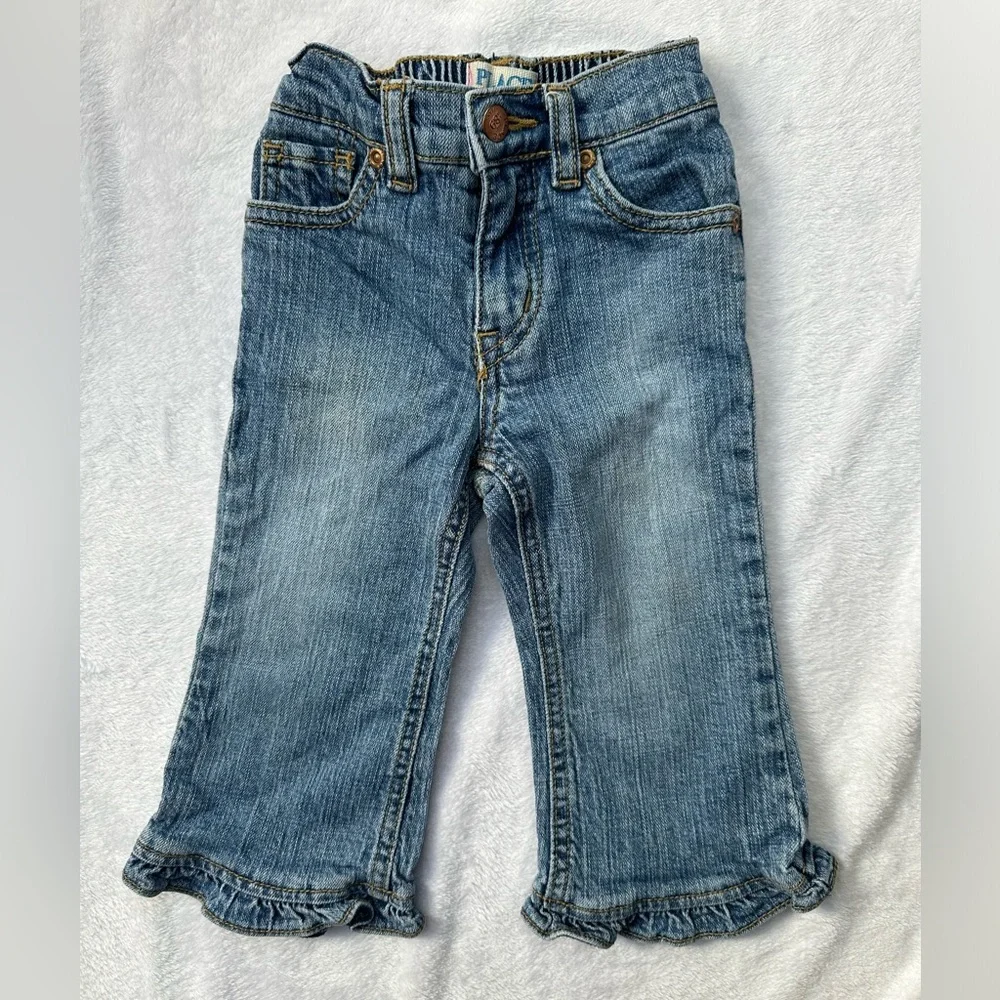 The Children’s Place Ruffle Flare Denim Jeans in Blue - Girls Size 18 Months